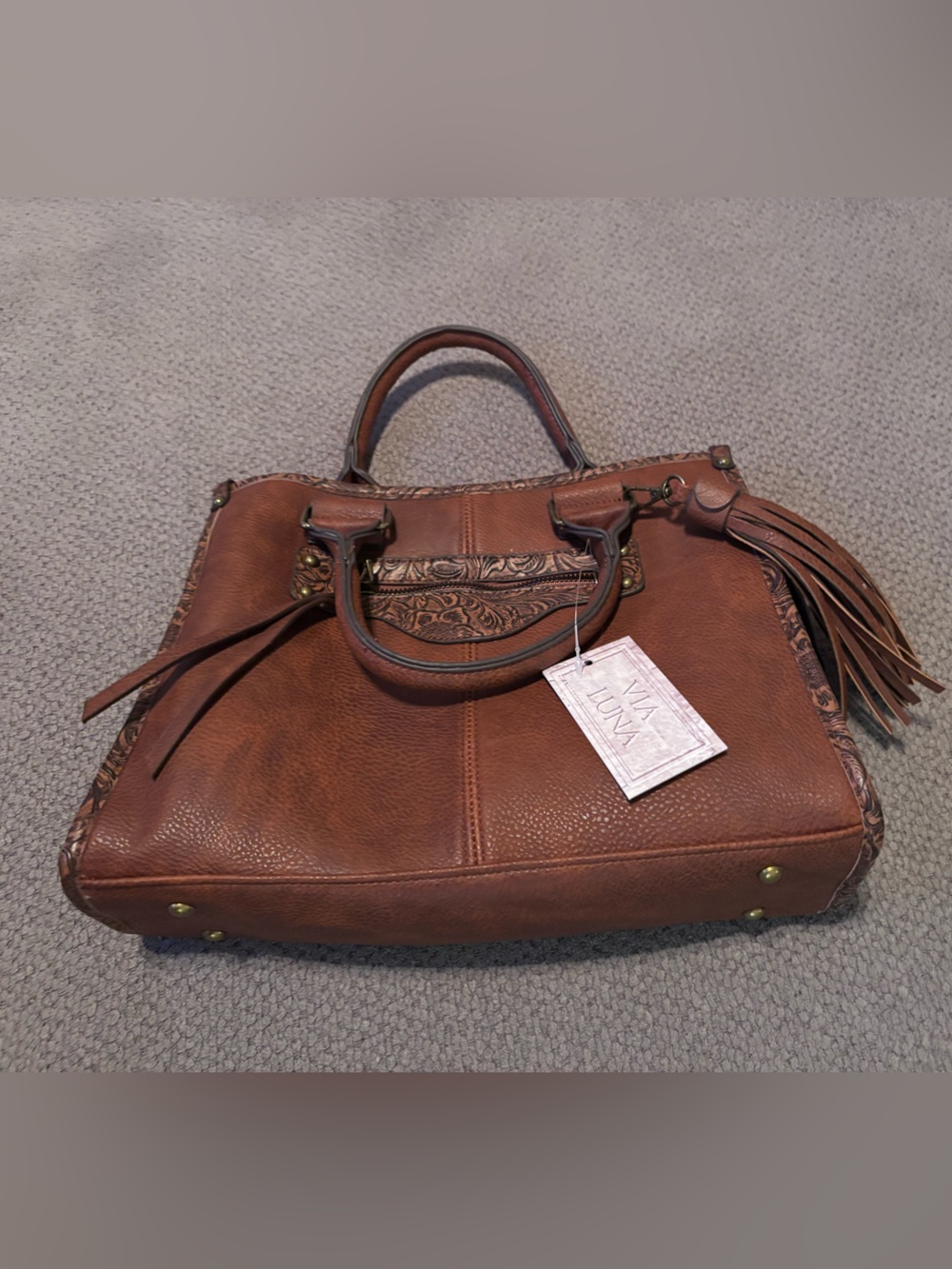 Brown Leather Tote Handbag